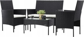 Aldotrade Rattanowy zestaw ogrodowy GardenLine, czarny + kremowe siedziska