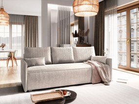 Masseno Sofa MESTOR z funkcją spania i pojemnikiem na pościel, Rozkładana sofa - Beżowy, POSO 02