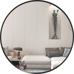 HOMCOM Lustro ścienne, nowoczesne, Φ61 cm, Czarne
