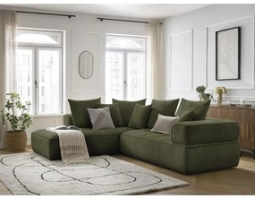 Zielony narożnik z tkaniny szenilowej (lewostronny/w kształcie litery L) Whesley – Bobochic Paris