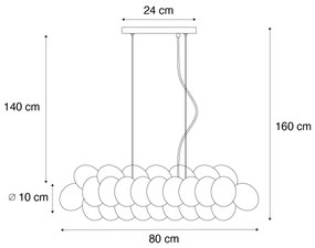 Designerska lampa wisząca złota z tęczowym szkłem 8-punktowa - UvasDesignerski Oswietlenie wewnetrzne
