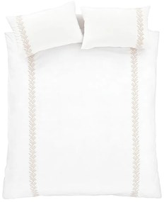 Biało-beżowa bawełniana pościel dwuosobowa 230x220 cm Embroidery Leaf – Bianca