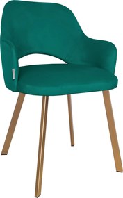 Krzesło Milano tkanina Welur noga metalowa : Kolor nogi - Złota profil, Kolor tkaniny - VELVET - MG20, Typ siedziska - Siedzisko stałe