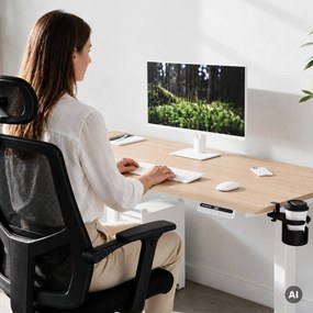 Biurko elektryczne z regulacją wysokości ergonomiczne białe/dąb sonoma,1600x800 mm: ARIA