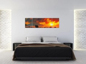 Obraz - Stado słoni (170x50 cm)