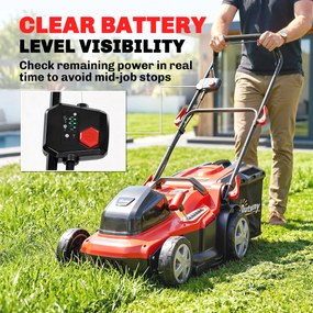 Outsunny Elektryczna Kosiarka 800 W z szerokością cięcia 40 cm, pojemnik na trawę 45 l, wskaźnik akumulatora, ochrona przed przeciążeniem, 7 wysokości cięcia | Aosom PL