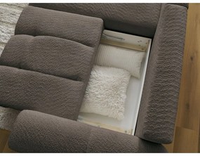 Brązowy rozkładany/ze schowkiem narożnik z materiału bouclé (lewostronny/z szezlongiem) Roxelane – Bobochic Paris