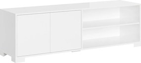 Stojak pod telewizor 2-drzwiowy Lumina 150x40x40 cm, biały połysk z otwartą półką