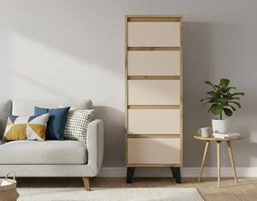 Wąska komoda z szufladami do salonu dąb artisan + kaszmir A5-K03