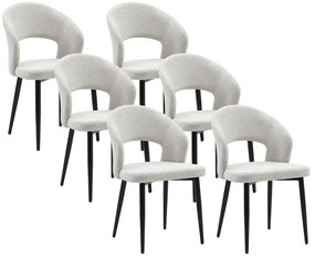 Zestaw 6 krzeseł z tkaniny i czarnego metalu - Szary - NIYAMA