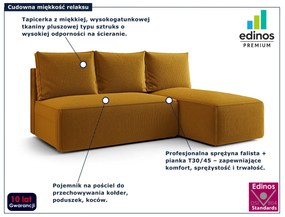 Musztardowy narożnik rozkładany z pojemnikiem C3-M68