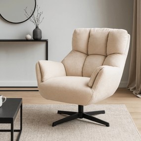 Fotel Wypoczynkowy Obrotowy REAL do Salonu Kremowy Nowoczesny