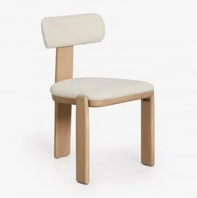 Zestaw 4 Krzeseł Ogrodowych Z Drewna Akacjowego I Tkaniny Bouclé Malta Jasny Akacjowy Brąz - Sklum