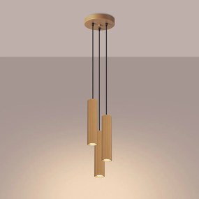 Lampa wisząca KARBON 3P złota ryflowana SOLLUX  LIGHTING