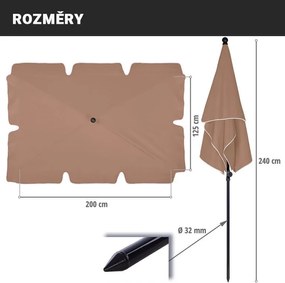 STILISTA Parasol balkonowy składany, 200 x 125 cm, brązowy