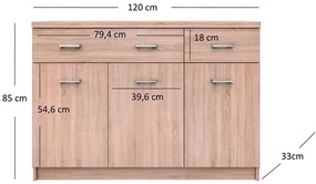 Komoda z szafkami i 2 szufladami dąb sonoma - Ontario 9X