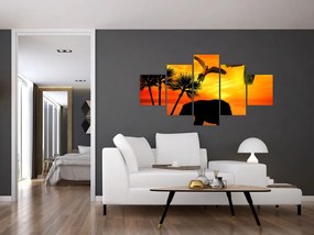 Obraz - papugi i słonie (125x70 cm)