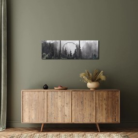 Obraz - Las z ilustrowanymi elementami (z zegarem) (90x30 cm)