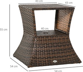 Outsunny Stół ogrodowy stojak pod parasol ogrodowy stół ogrodowy na parasol technorattan