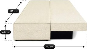 Sofa z Funkcją Spania MAVIA Kremowa Boucle Japandi