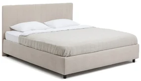 Beżowe tapicerowane łóżko dwuosobowe ze schowkiem i stelażem 180x200 cm Myra Slim Line – Bonami Selection