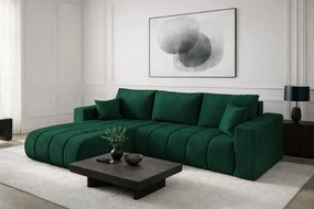 Narożnik z funkcją spania i pojemnikiem MILO PREMIUM, tkanina Monolith, Zielony, Lewy