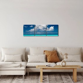 Obraz - Tropikalna plaża (z zegarem) (90x30 cm)