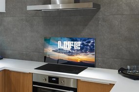 Szkło Ozdobne do Kuchni Napis na tle Nieba o Zachodzie