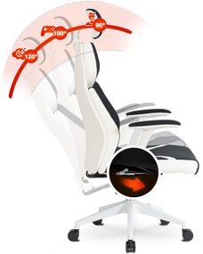 Fotel Biurowy Gabinetowy Obrotowy DUNCAN Czarny/Biały Nowoczesny