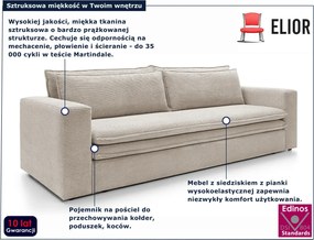 Waniliowa sztruksowa kanapa z pojemnikiem N6-E60