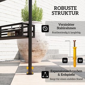 Outsunny Namiot Grillowy, Pawilon BBQ z 2 Półkami, Koszami, Haczykami, na Taras, Beżowy