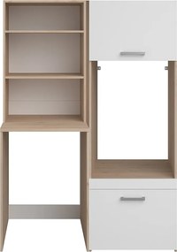 Mebel pod 2 pralki z półkami i szafkami – Jasny naturalny i biały – S128 x W184 – ERKANO