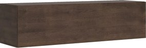 Orzechowy moduł ścienny TV z opuszczanym blatem i systemem zarządzania kablami szer. 153,6 cm wys. 40 cm gł. 39,2 cm