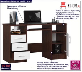 Komputerowe biurko z szufladami wenge + biały - Dopio 2X