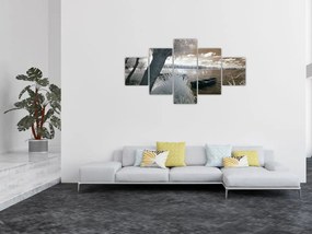 Obraz łodzi na jeziorze (125x70 cm)