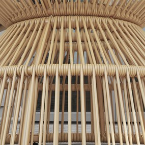 Outsunny Stolik boczny z rattanu Ø60 cm z hartowanym szklanym blatem Styl boho do ogrodu i balkonu Drewno naturalne | Aosom PL