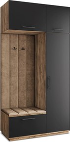 Masseno Garderoba REMA 120/240/60 cm Nowoczesna Szafa do Przedpokoju Dąb lefkas, MONOLITH 09 (Beżowy)