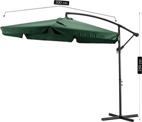 Parasol Ogrodowy Składany AKRON 300 cm Zielony Regulowany Na Taras