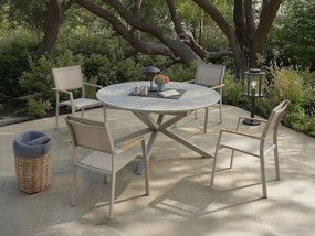 Stół ogrodowy z aluminium, okrągły, rozkładany  dł. 150/200 cm - Taupe - YOHA od MYLIA