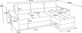PROMOCJA Rozkładana dwustronna sofa narożna do L TAVERO 251x140 cm, musztardowa II jakość