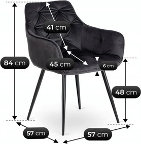 Zestaw Stół Prostokątny Rozkładany VICTOR 160-240 cm Czarny Marmur i 4 Krzesła MODESTO Czarne Welurowe Nowoczesne