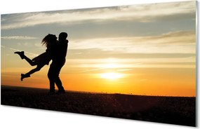 Panel szklany do Kuchni Ludzie na tle Wieczornych Chmur