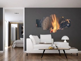 Obraz płonącego drewna (125x70 cm)