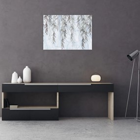 Obraz - Gałązki wierzby na niebieskim tle (70x50 cm)