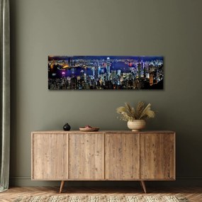 Obraz drapaczy chmur w nocy (170x50 cm)