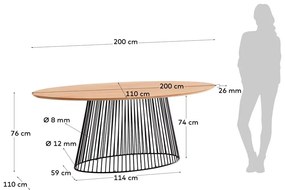 Stół do jadalni z blatem z drewna mangowego Kave Home, 200 x 110 cm