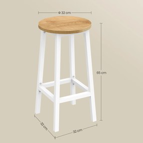 Taboret barowy hoker - dąb / nogi białe