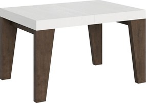 Stół rozkładany 90x130/234 cm Naxy Mix Blat jesionowy biały - Nogi orzechowe