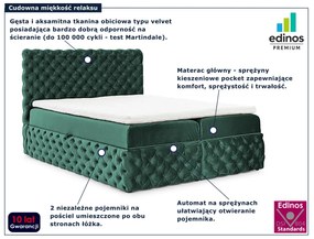 Zielone welurowe łóżko pikowane z pojemnikiem 5 rozmiarów M4-B90