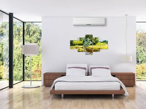 Obraz - rzeka między łąkami, obraz olejny (125x70 cm)